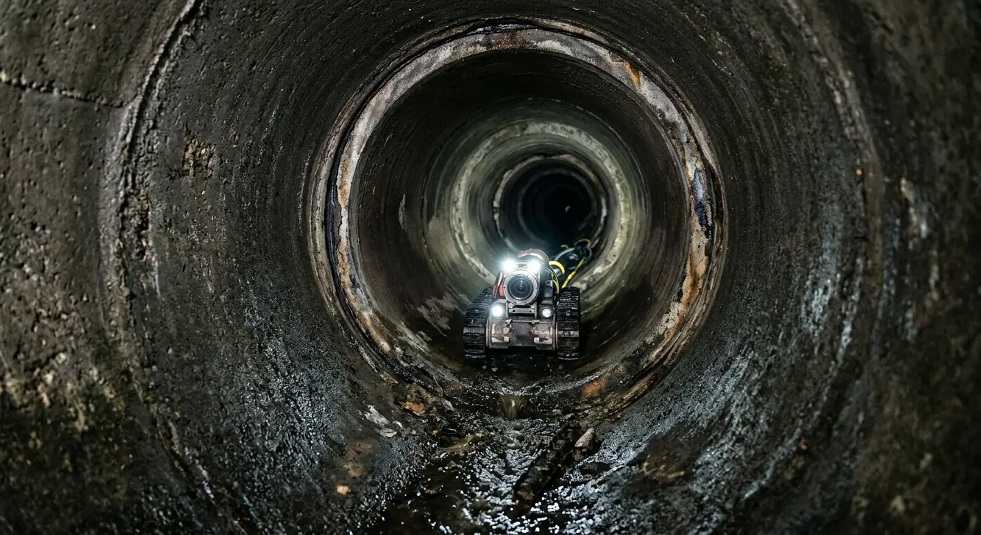 Robotic sewer camera inspecting pipe interior for Drain Snake Service in Hastings-on-Hudson
